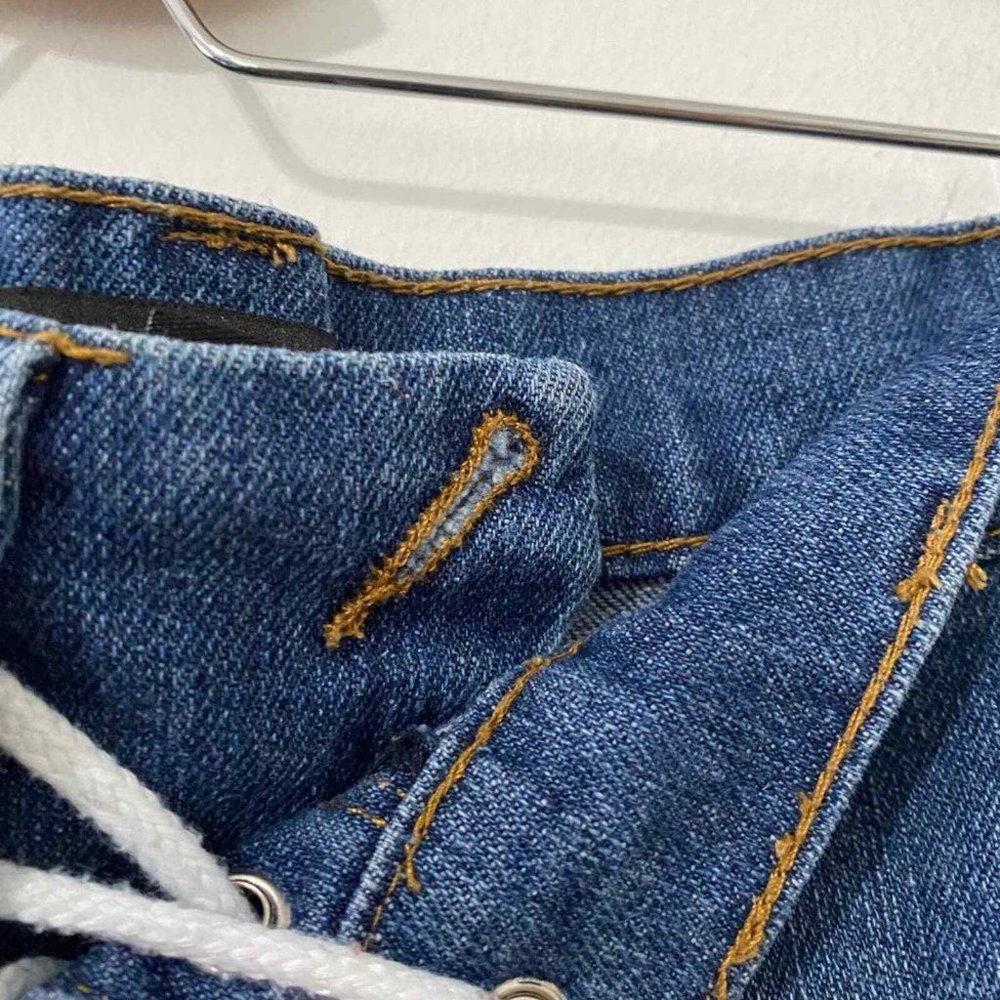 FOREVER 21 Rope Lace-Up Denim Mini Skirt EUC - Picture 8 of 10